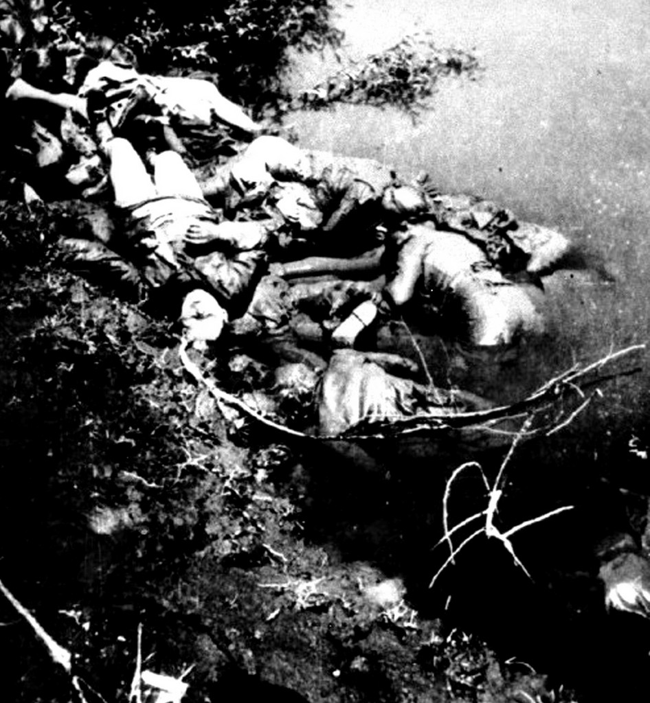 The bodies of Jasenovac victims floating in the Sava river