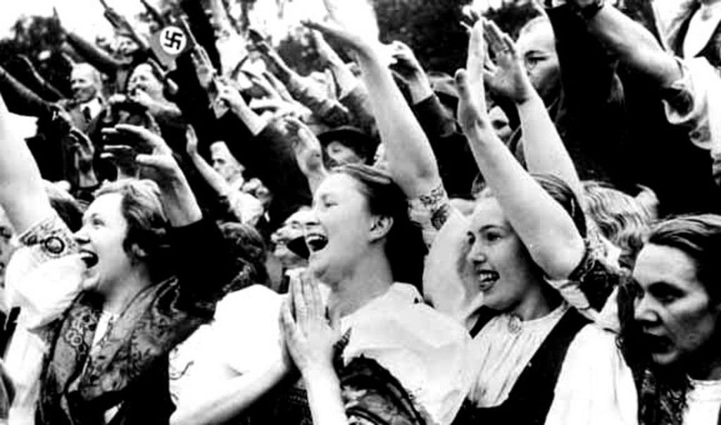 Nazi Girls saluting & excited seeing Hitler