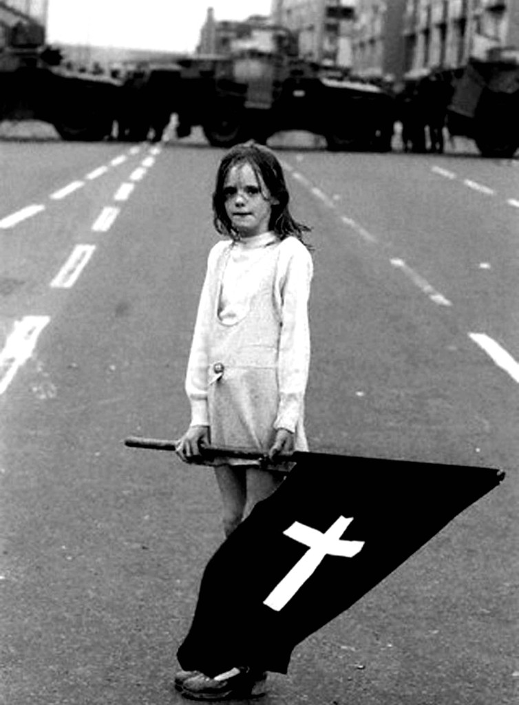 Girl at Catholic Funeral Procession in Northern Ireland