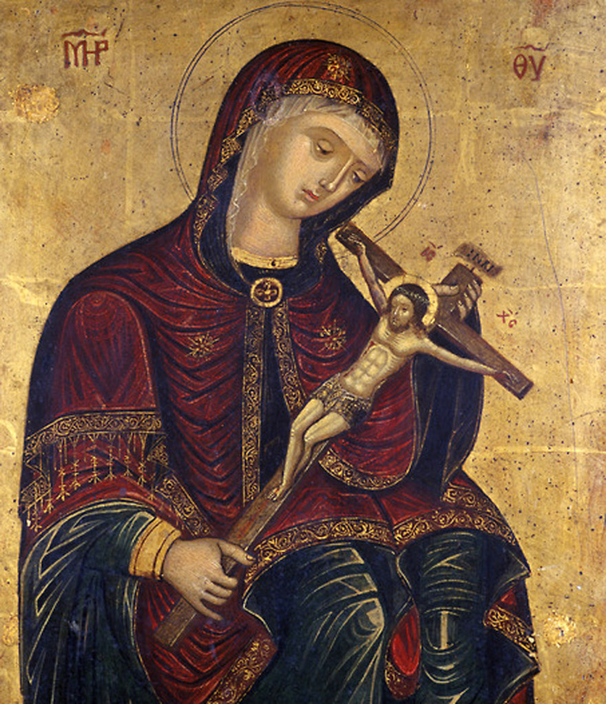 BFM286509 Mary with the Crucifix (tempera on willow wood) by Italian School, (18th century); 31.5x25.5 cm; Lindenau Museum, Altenburg, Germany; (add.info.: Maria mit dem Kruzifix; pieta;); Bildarchiv Foto Marburg; USA RIGHTS NOT AVAILABLE; Italian, out of copyright