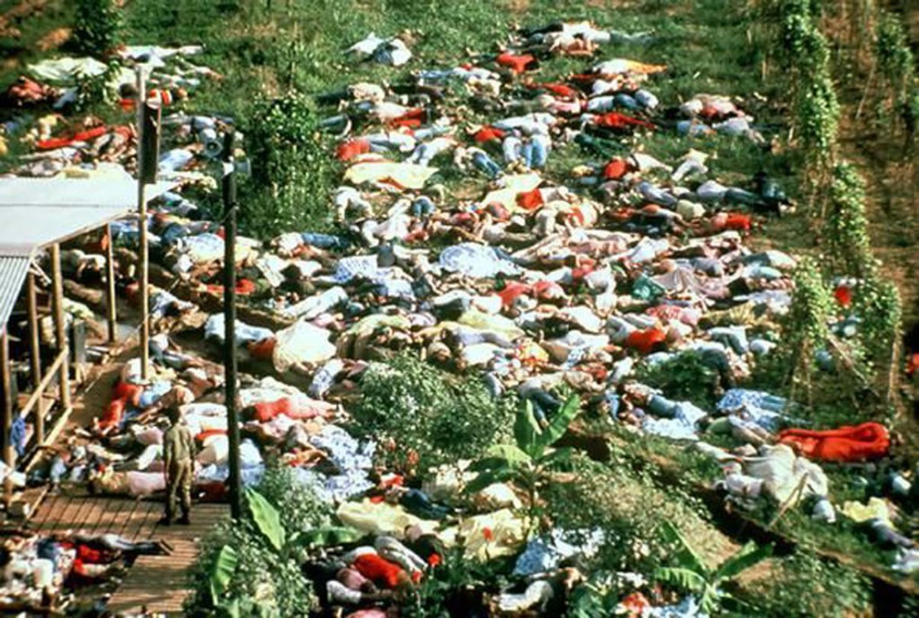 A scene at the Jonestown mass suicide site where 918 people died after Jim Jones led his followers to their deaths.